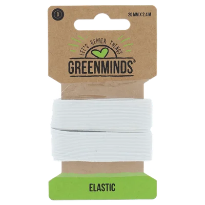 Greenminds Elastiek Wit 20mm 2,4mtr Kaart 14 g