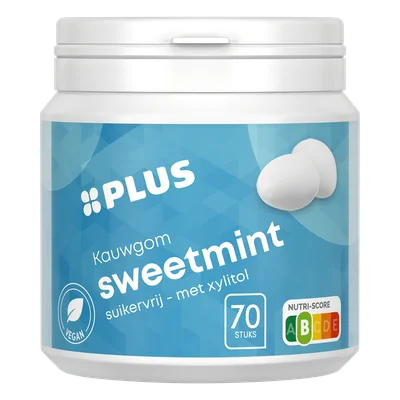 PLUS Kauwgom greenmint Pot 105 g
