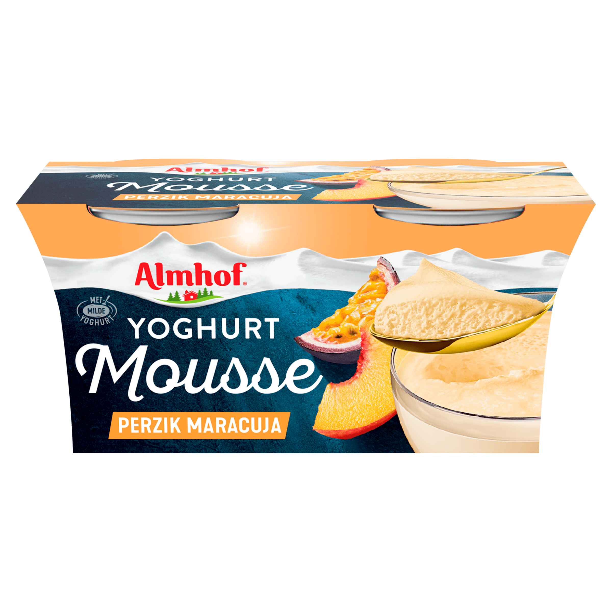 Almhof Yoghurt mousse perzik maracuja Kuipje 190 g