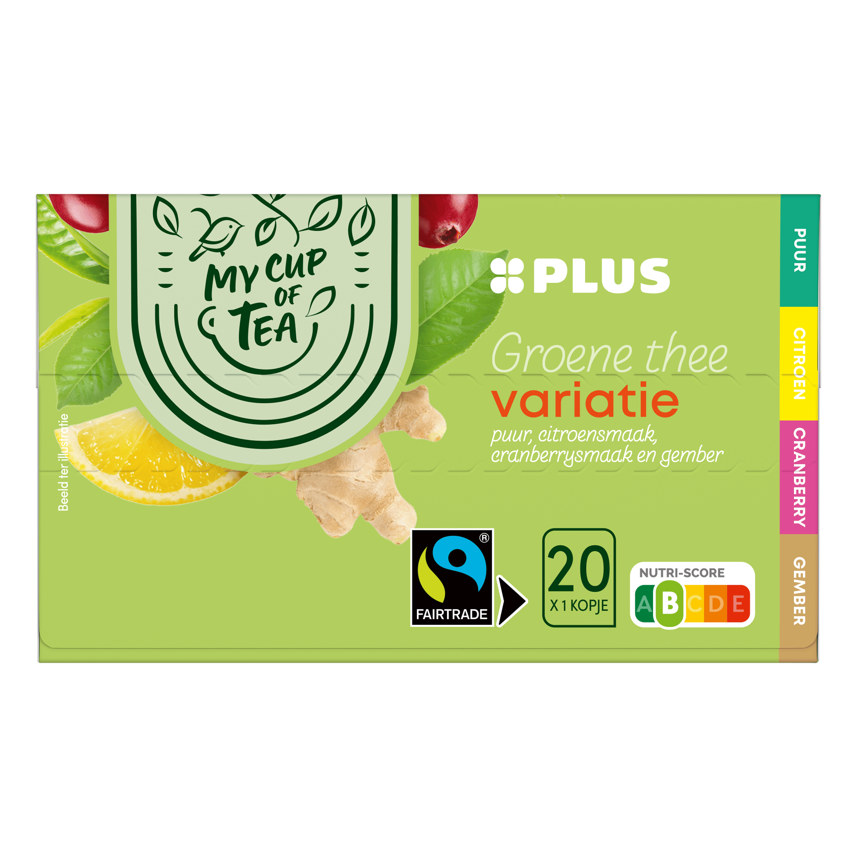PLUS Groene thee variatie mix 1.5g Doos 20 st