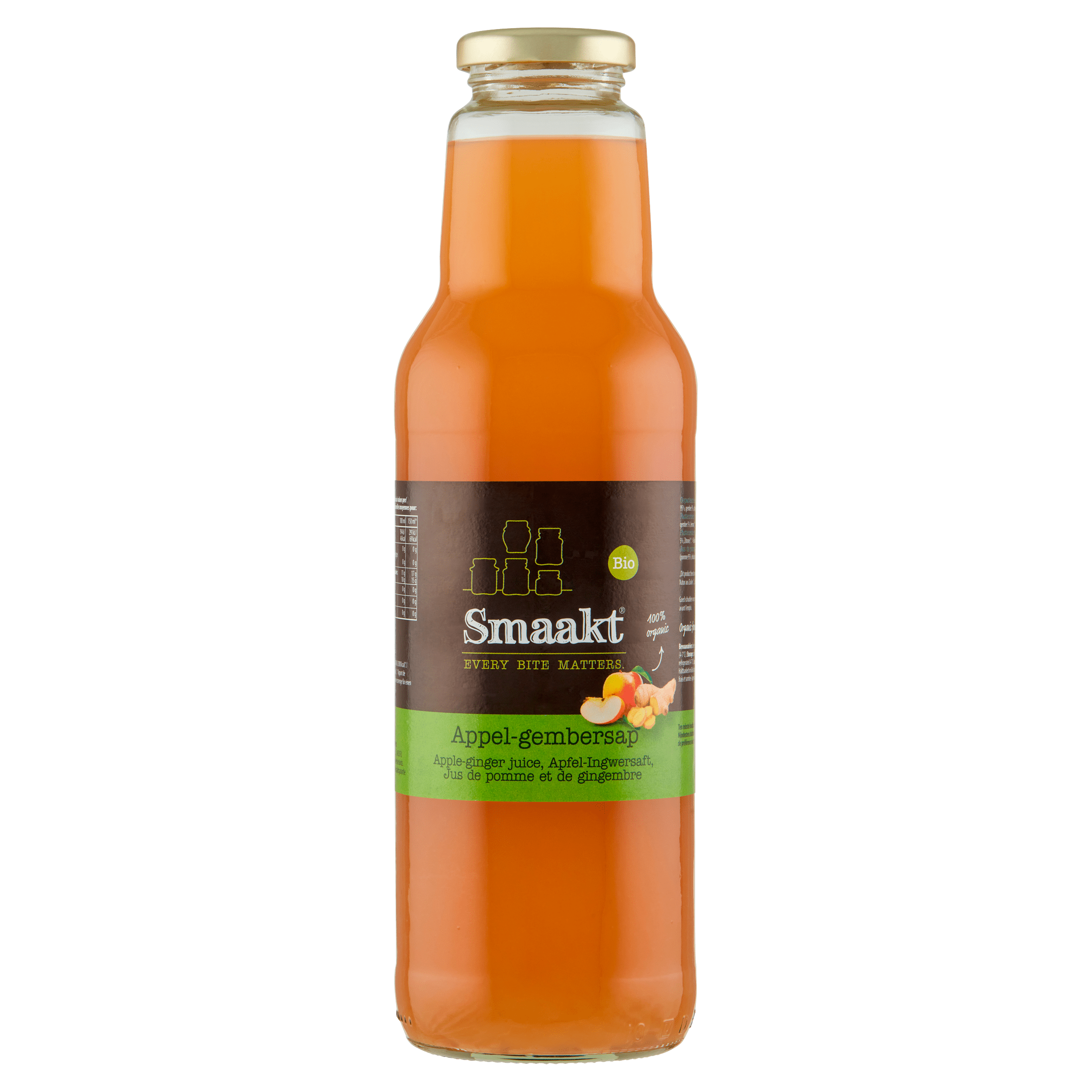 Smaakt Appel-gember sap bio Fles 750 ml