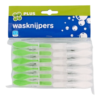 PLUS Wasknijpers plastic Pak 12 st