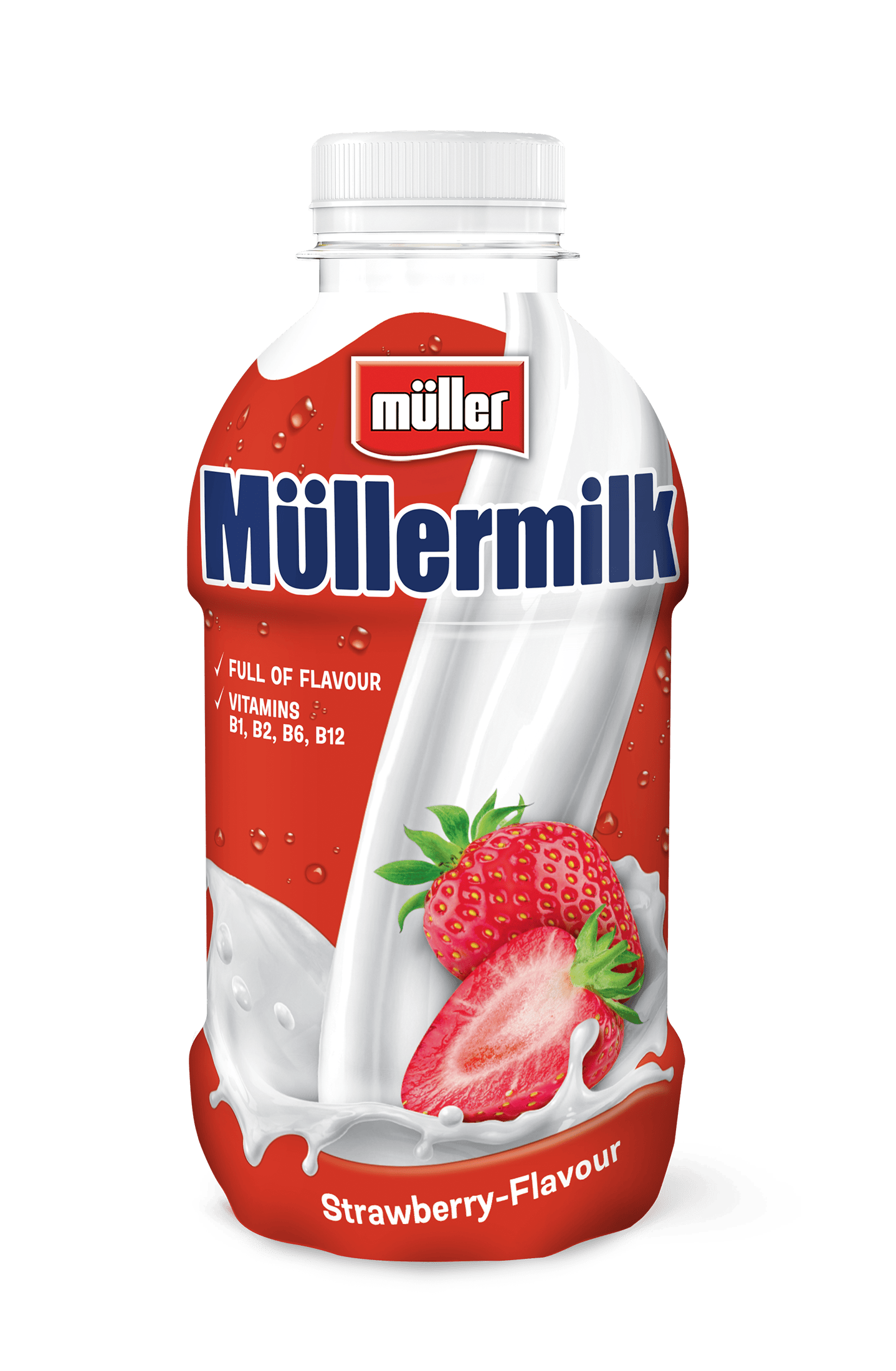 Müllermilk Milk strawberry Fles 380 ml