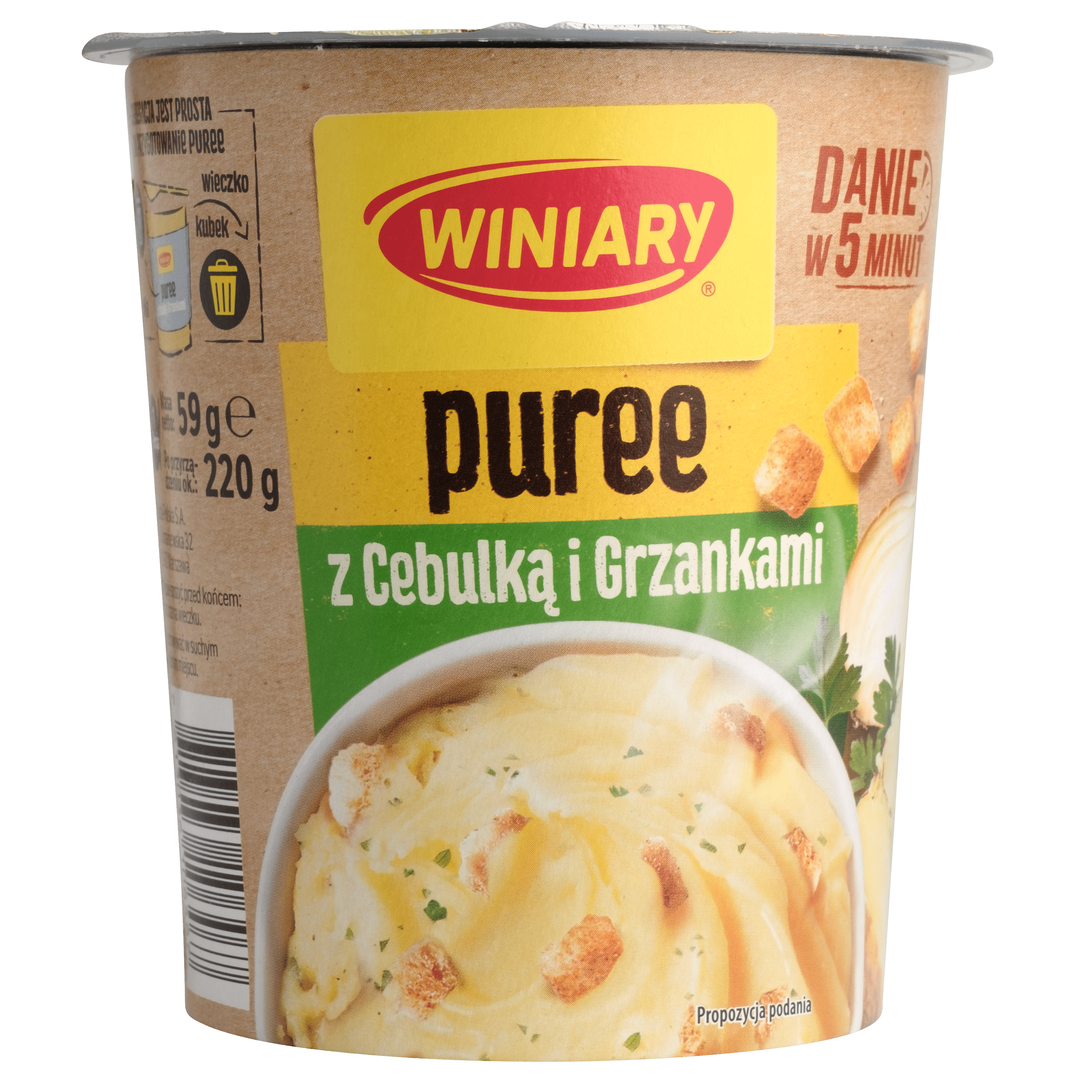 Winiary Ziemniaki aardappelpuree ui croutons Beker 59 g