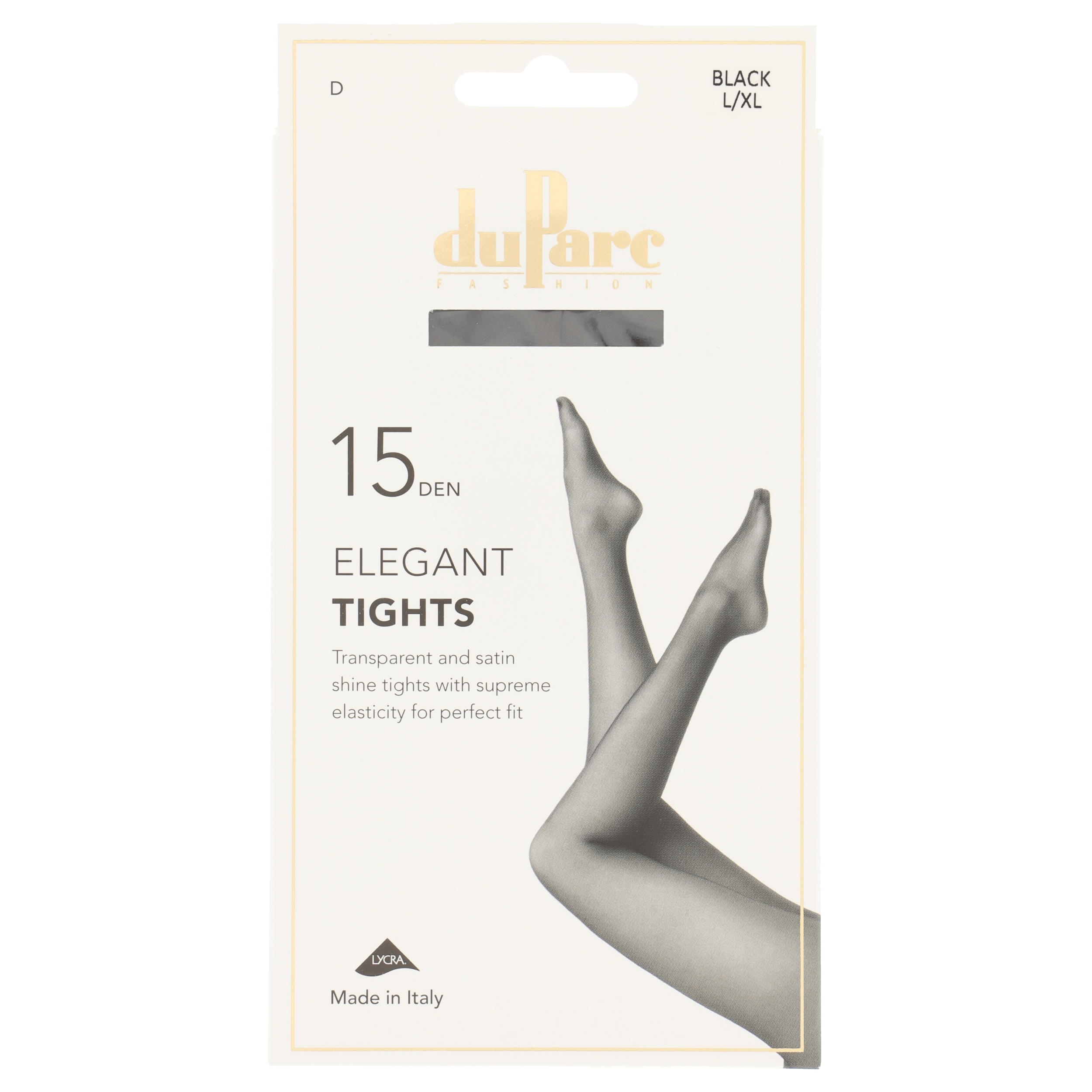 DuParc Panty Lycra 15D Satijnglans zwart SM Doos 1 st