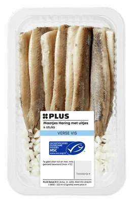 PLUS Maatjes Haring 4st met uitjes Tray 285 g
