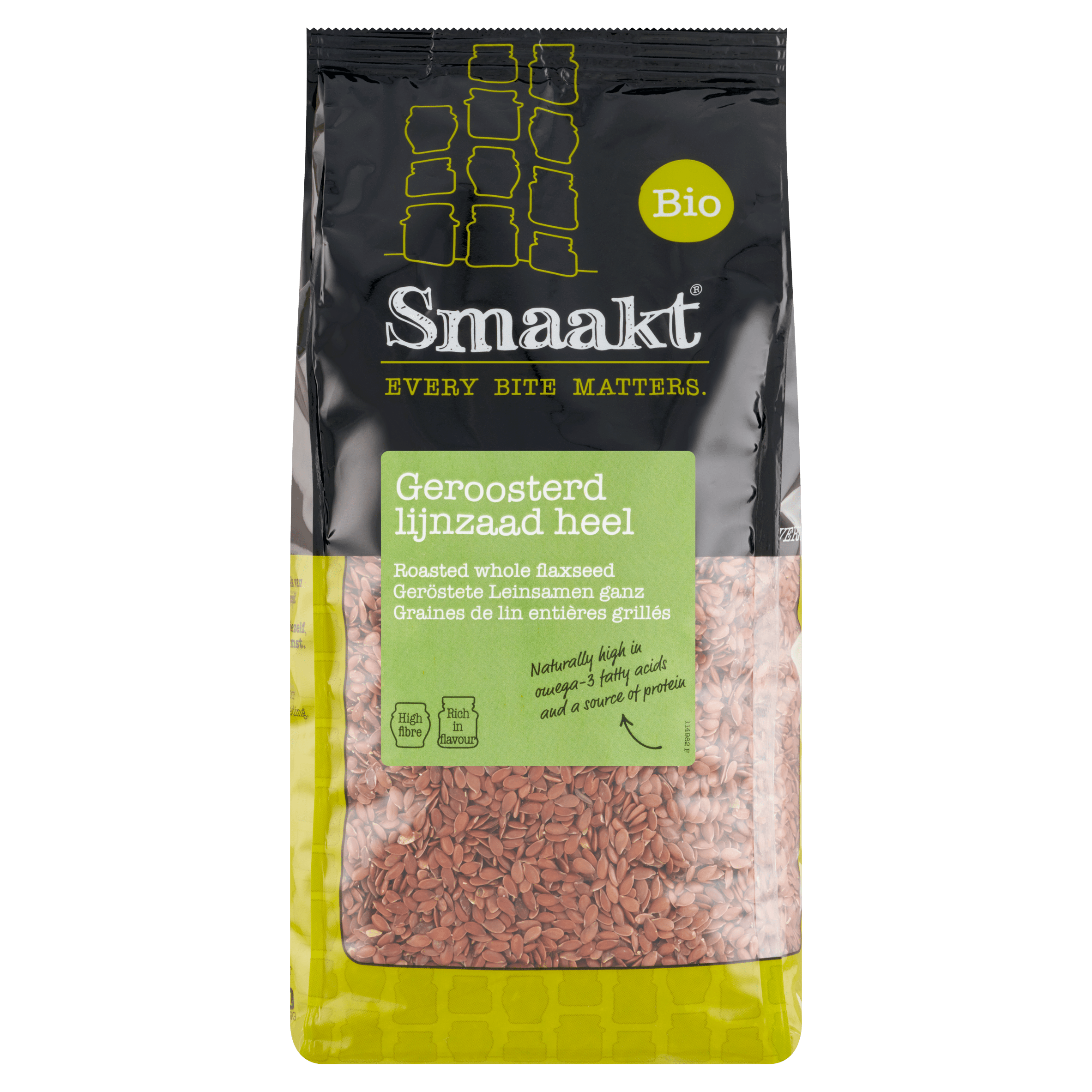 Smaakt Lijnzaad geroosterd heel bio Zak 600 g