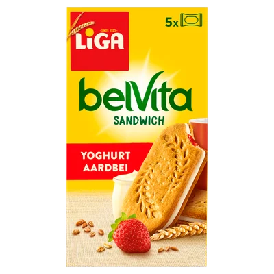 Liga Sandwich Koekjes Yoghurt Aardbei Pak 253 g
