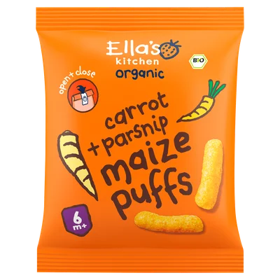 Ella's Kitchen 6+ Maize puffs carrot parsnip Zak 20 g