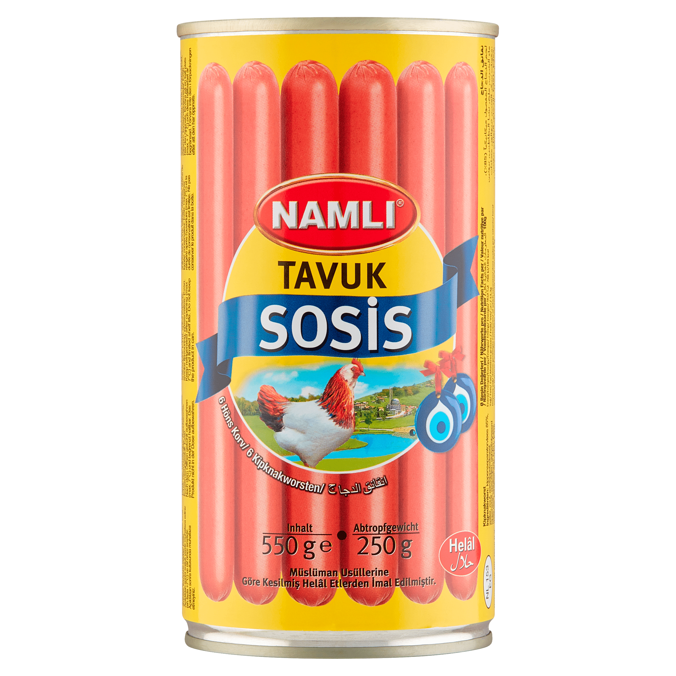Namli Tavuk sosis Blik 550 g