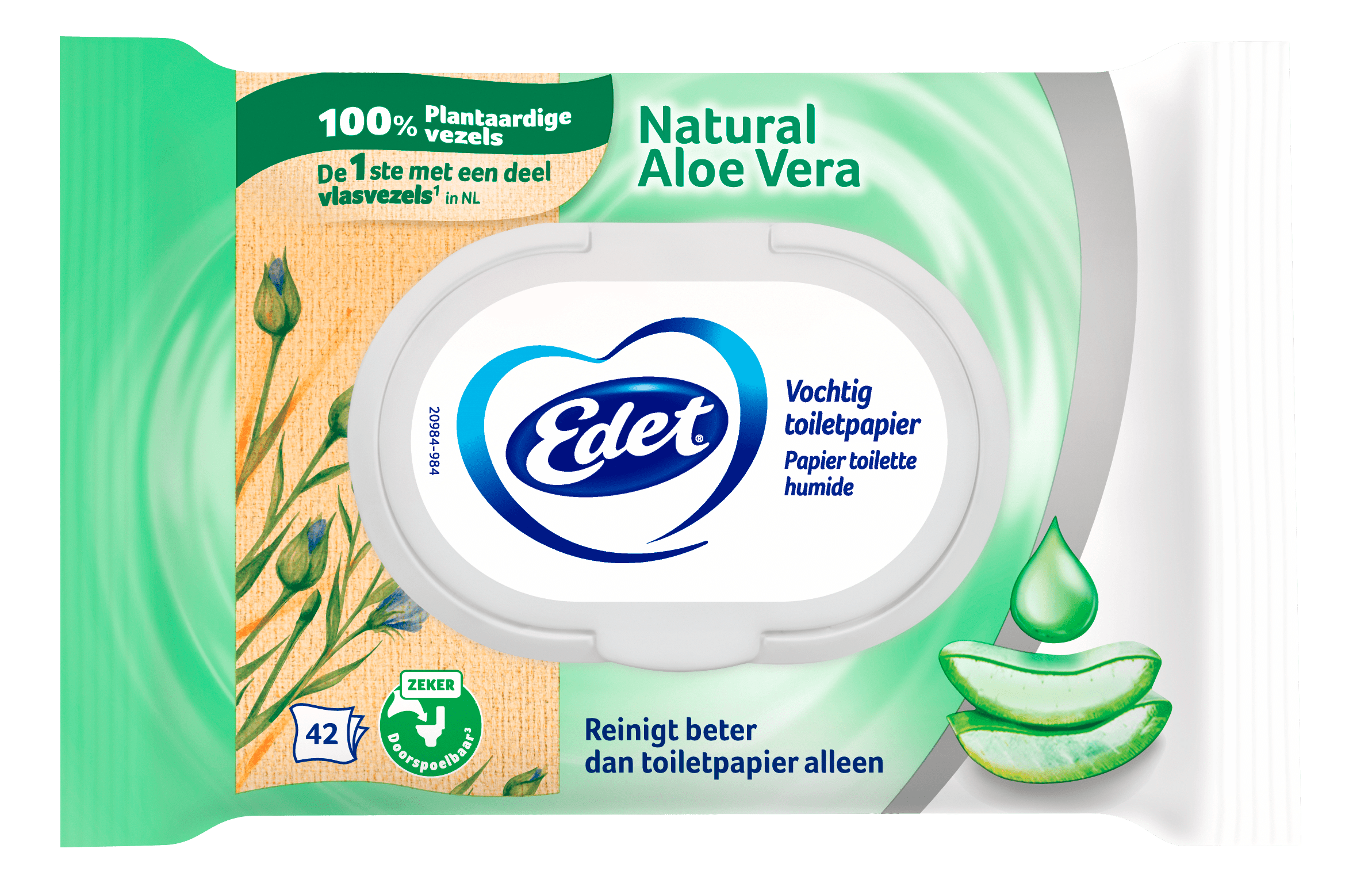 Edet Aloe vera vochtig toiletpapier Wikkel 42 st
