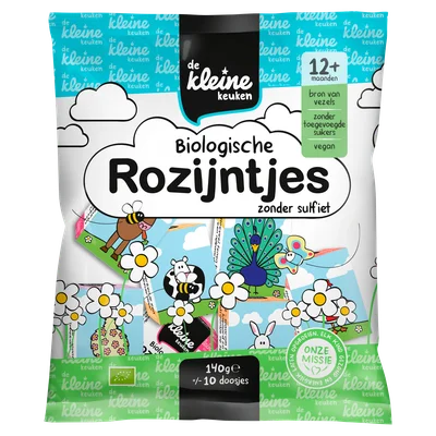 De Kleine Keuken 12+ Rozijnen Biologisch Zakje 140 g