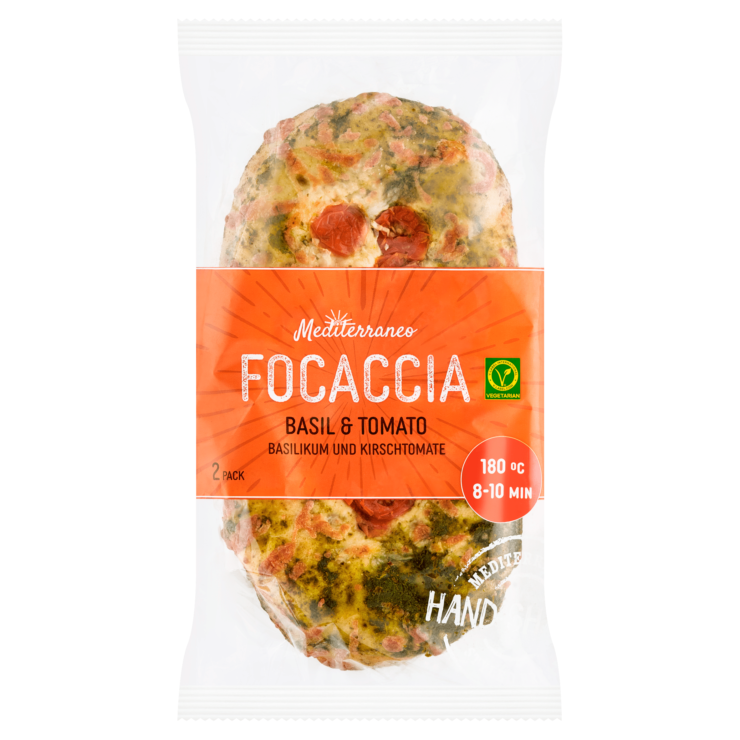Mediterraneo Focaccia basilicum, kaas &amp; tomaat Wikkel 2 st