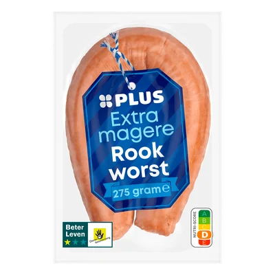 PLUS Extra magere rookworst BLK 1 ster Krimp 275 g