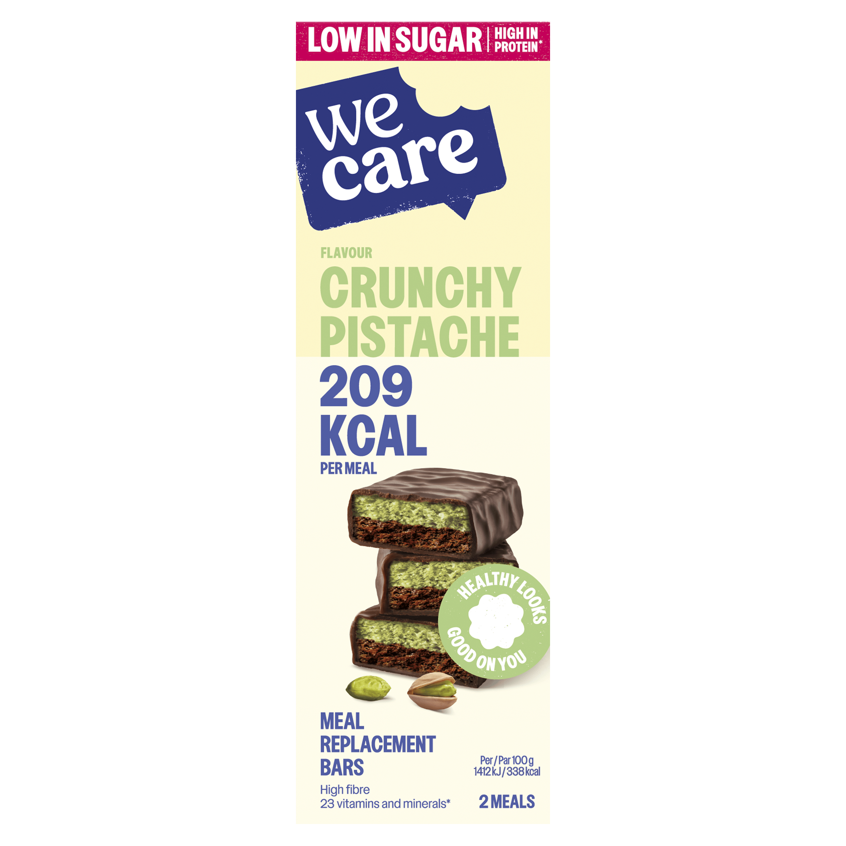 WeCare Mr. Bars chocoladereep pistache Doos 124 g