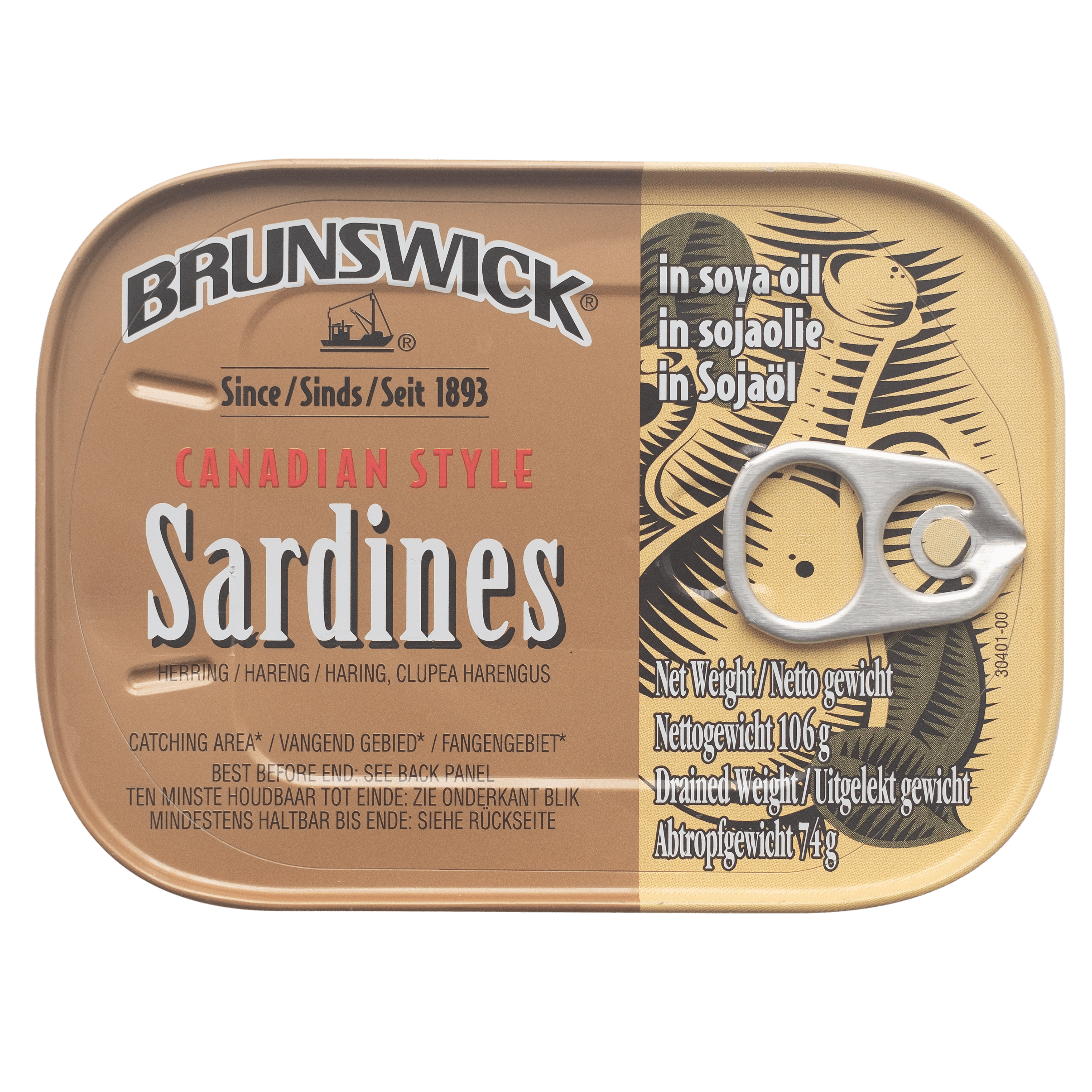 Brunswick Sardines naturel/soja Wikkel 106 g