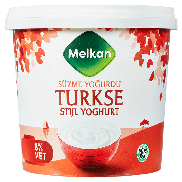 Melkan Turkse stijl yoghurt 8% vet Emmer 1000 ml