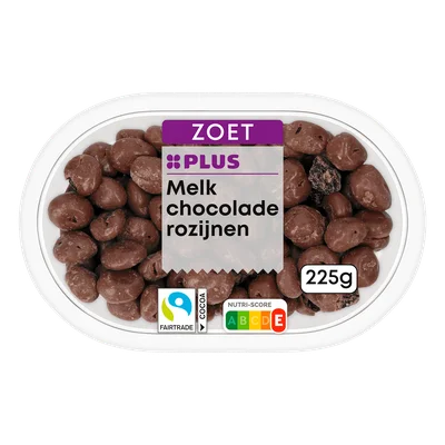 PLUS Melkchocolade rozijnen Fairtrade Kuipje 225 g