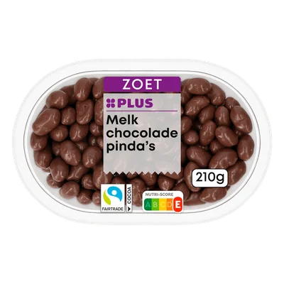 PLUS Melkchocolade pinda's Fairtrade Kuipje 210 g