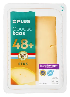 PLUS Goudse extra belegen 48+ stuk Tray 450 g