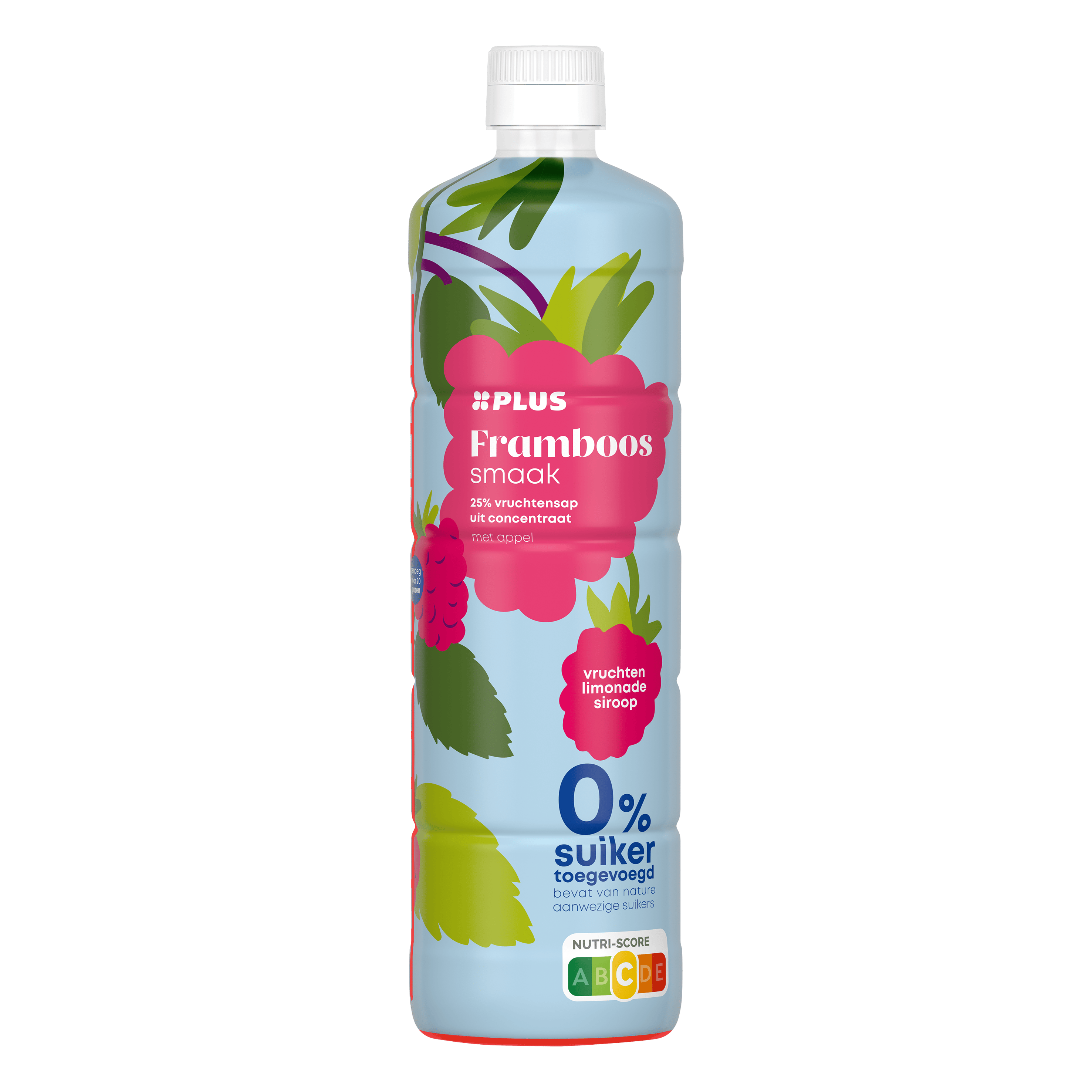 PLUS Limonadesiroop framboos zero Fles 750 ml