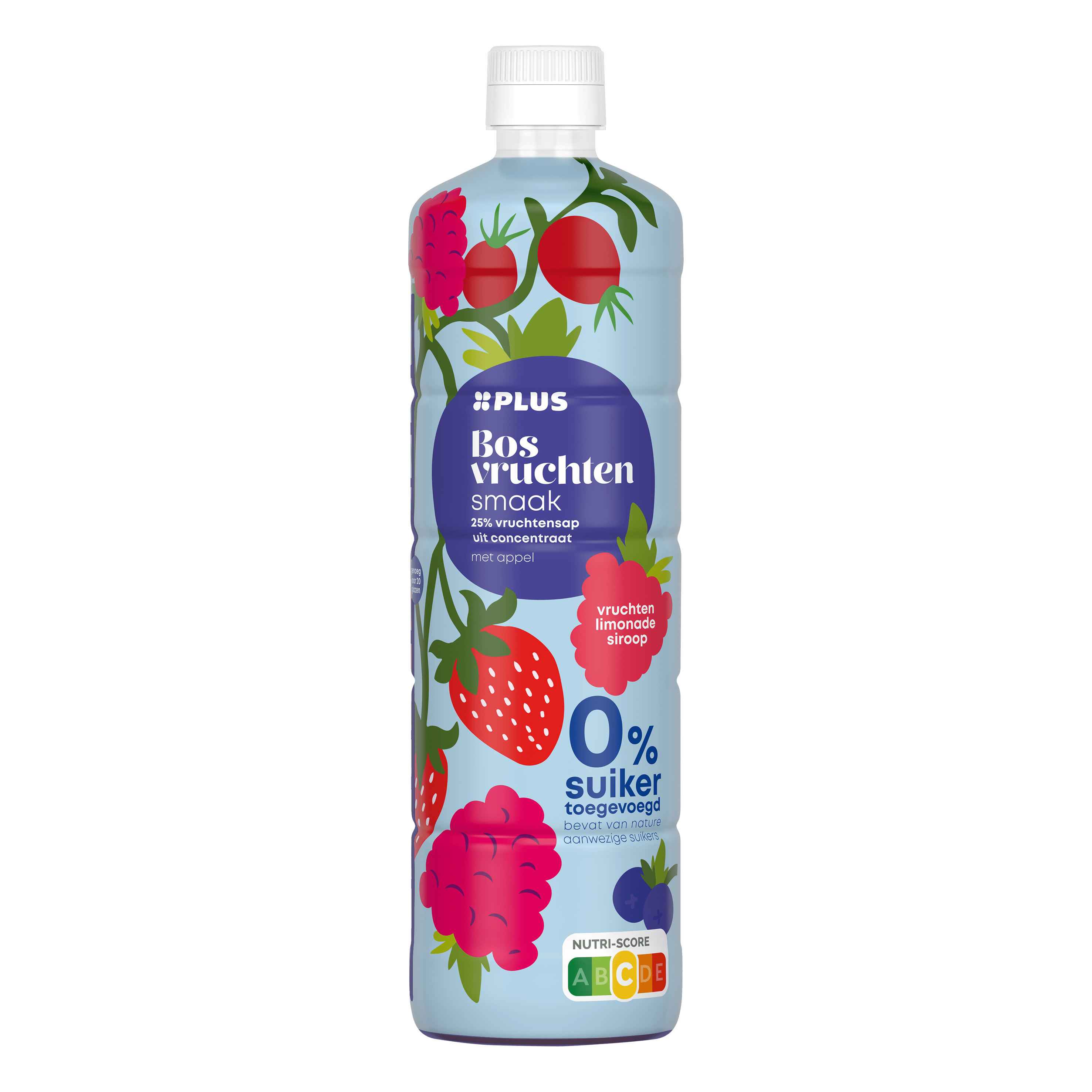 PLUS Limonadesiroop bosvruchten zero Fles 750 ml