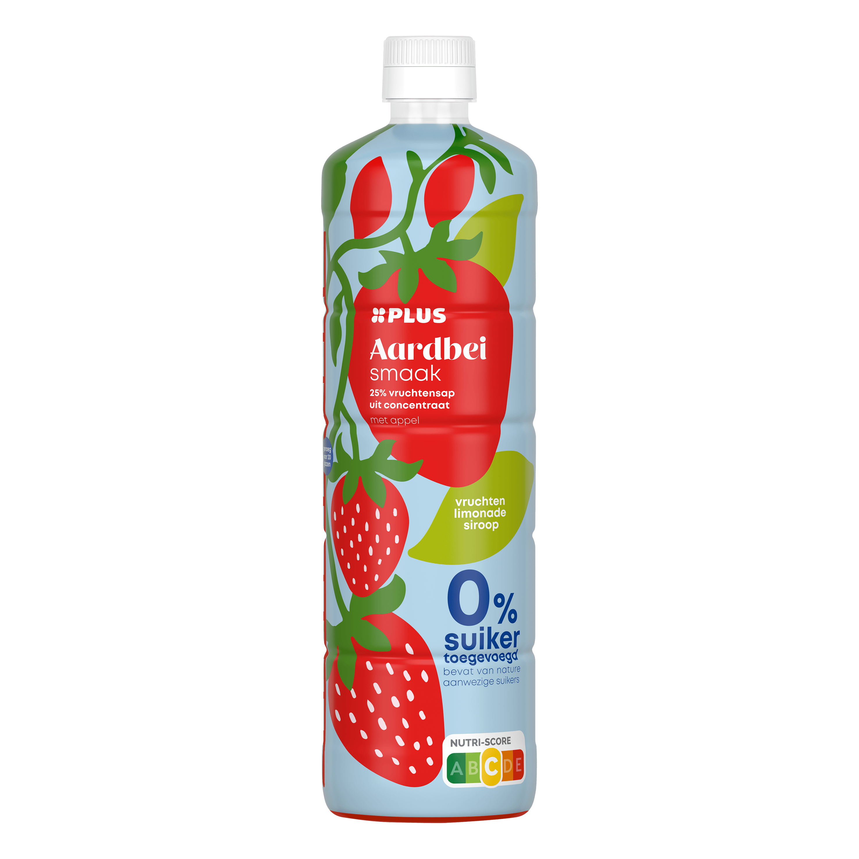 PLUS Limonadesiroop aardbei zero Fles 750 ml
