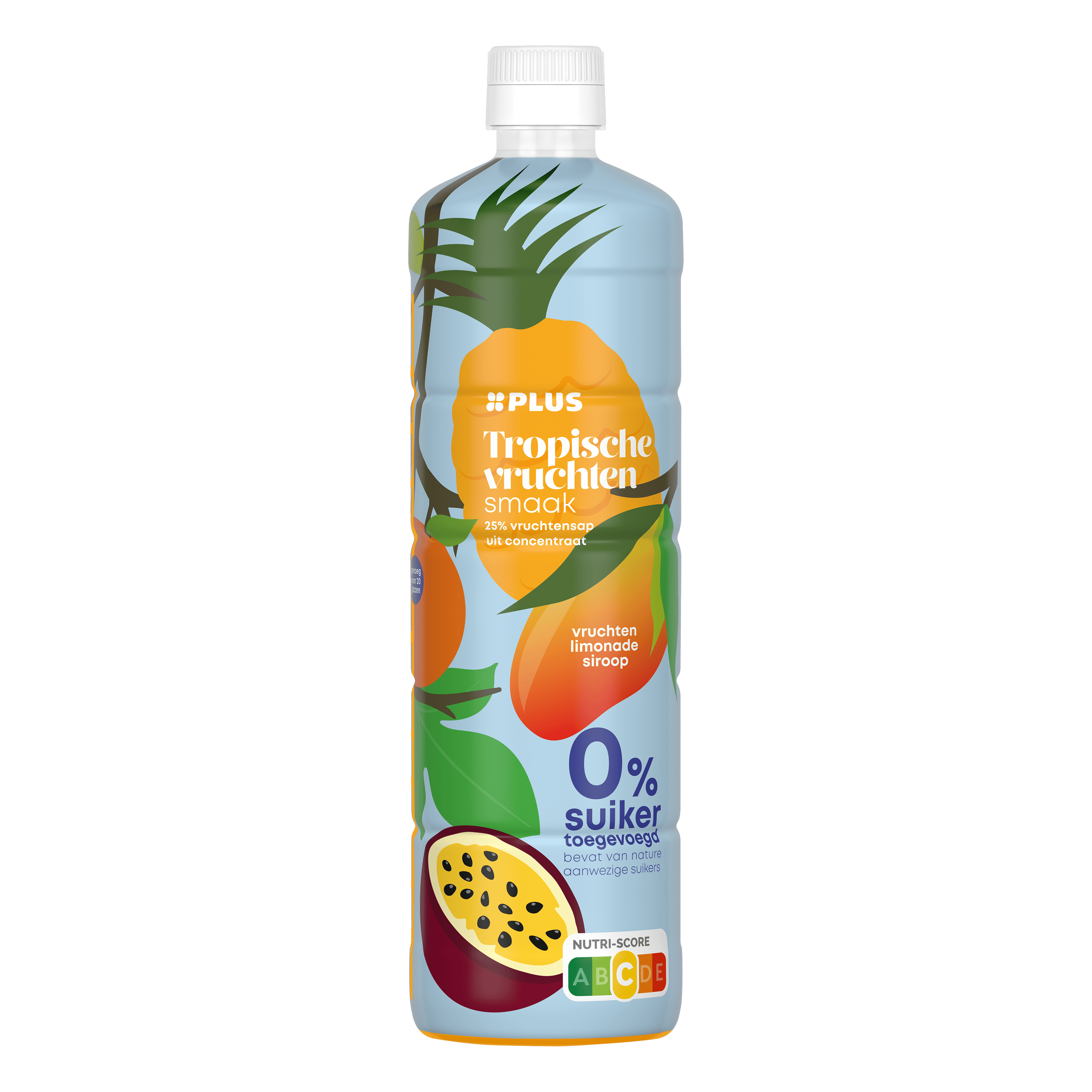 PLUS Limonadesiroop tropical zero Fles 750 ml