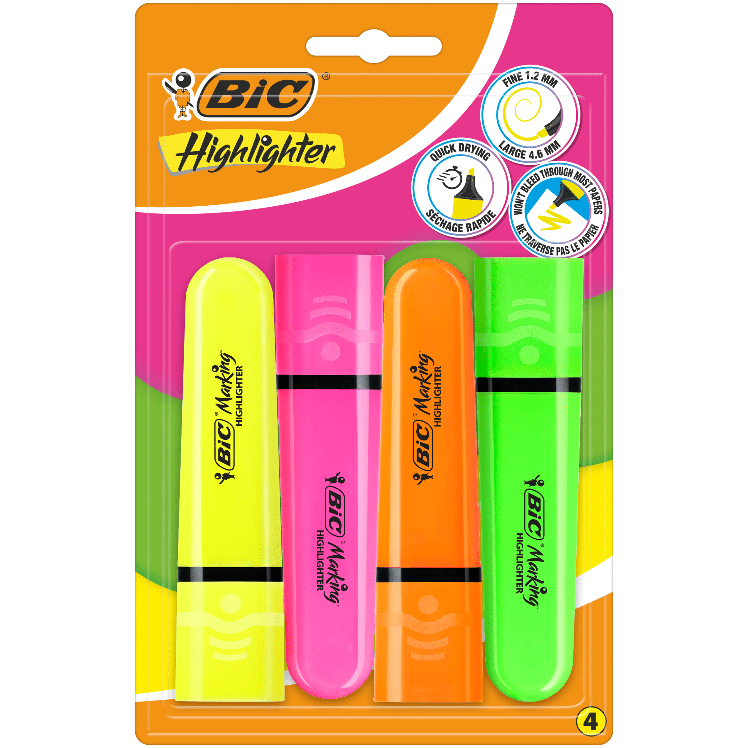 Bic Highlighters Flat Neon Blister 4 st