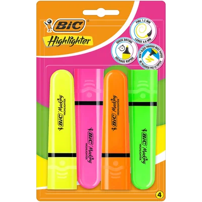 Bic Highlighters Flat Neon Blister 4 st