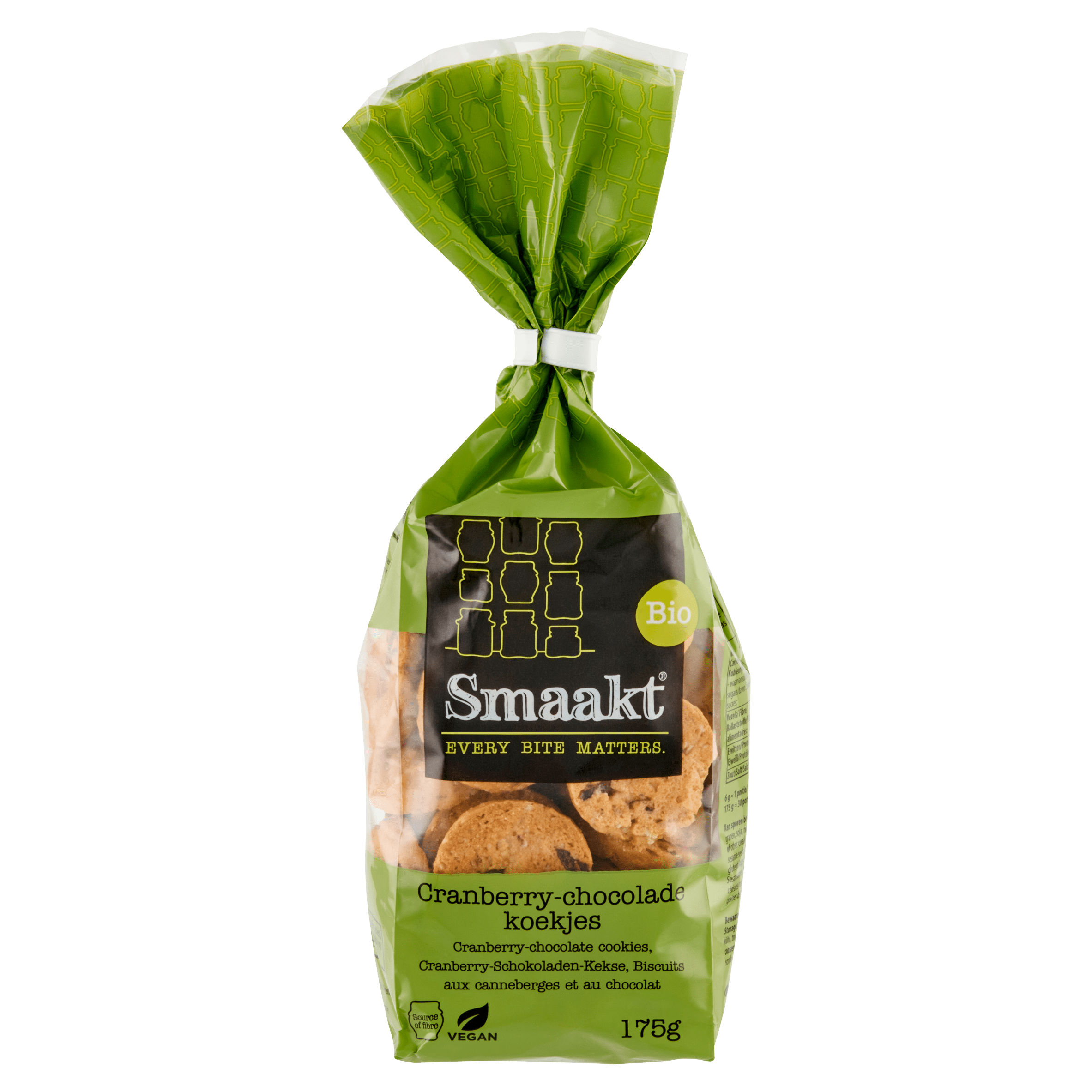 Smaakt Cranberry chocoladekoekjes biologisch Zak 175 g