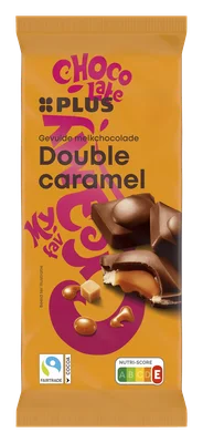 PLUS Gevulde chocoladereep double karamel Wikkel 200 g