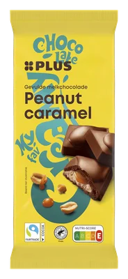 PLUS Gevulde chocoladereep pinda karamel Wikkel 190 g