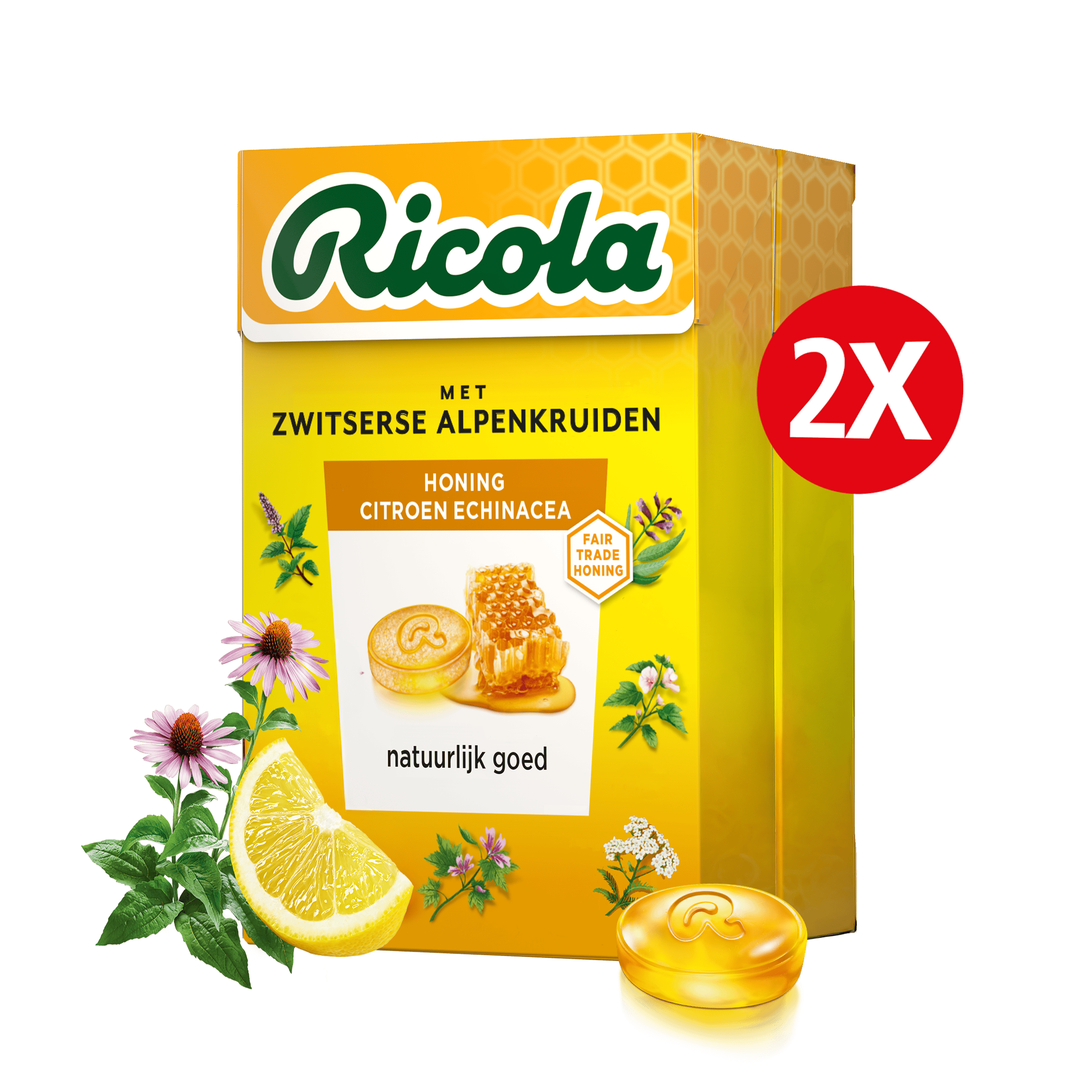 Ricola Honing citroen echinacea suikervrij Set 2 st
