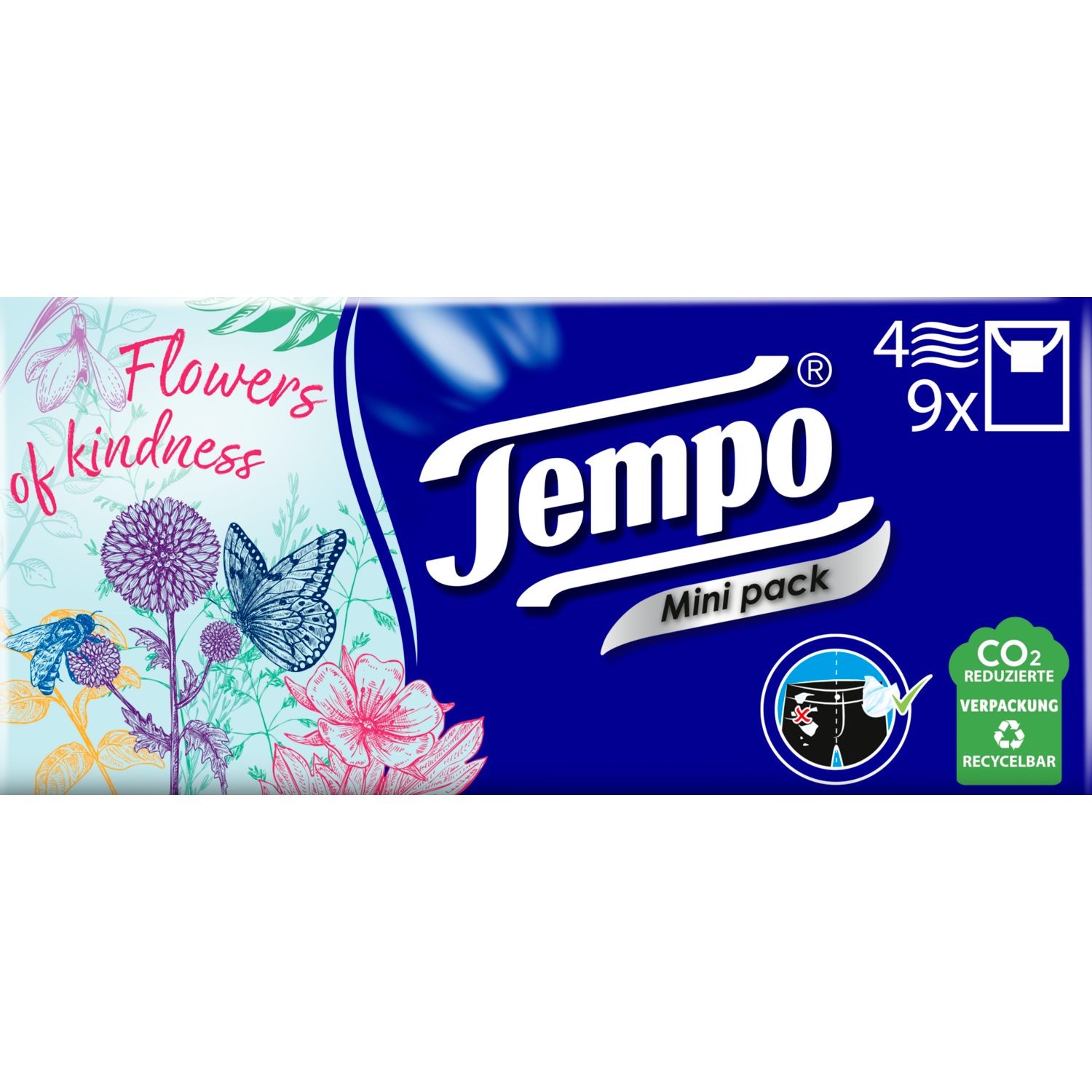 Tempo Zakdoekjes mini 4 laags Zak 9 st