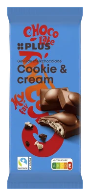 PLUS Gevulde chocoladereep cookie cream Wikkel 190 g