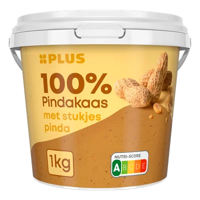 PLUS 100% pindakaas met stukjes pinda Emmer 1000 g