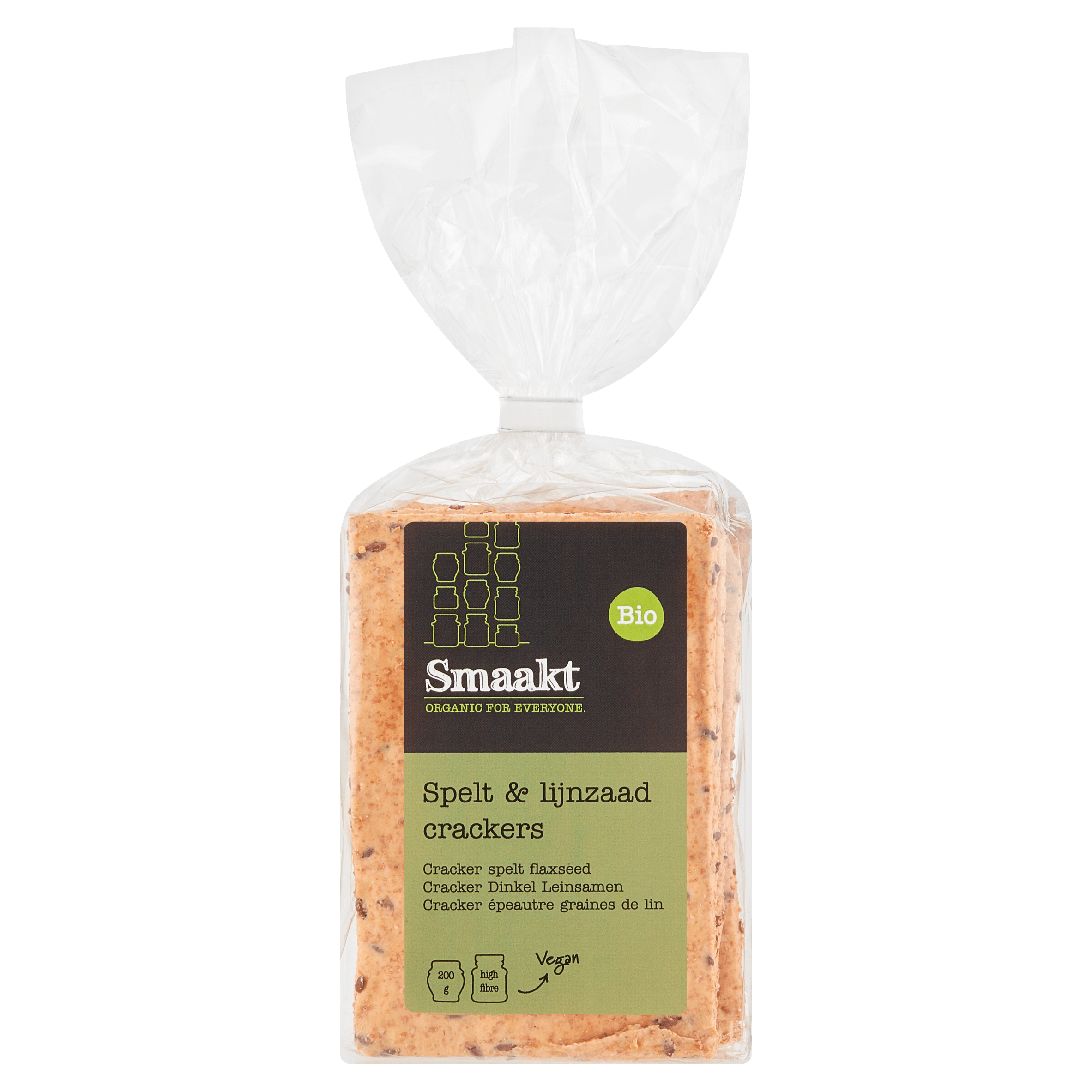 Smaakt Crackers vegan spelt &amp; lijnzaad bio Zak 200 g