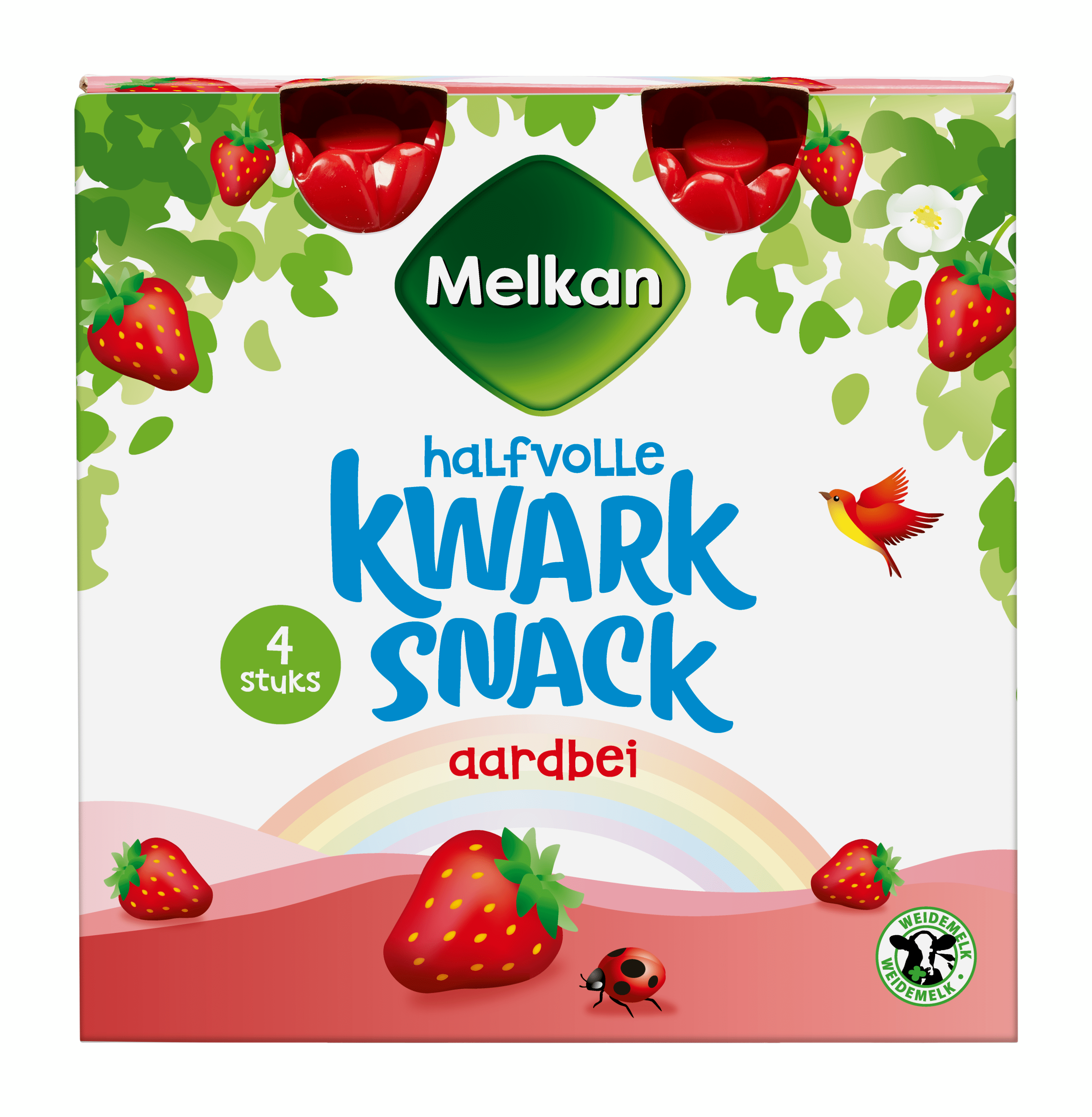 Melkan Toetiemonster Zuivelsnack Halfvolle kwark aardbei 4s Set 360 g