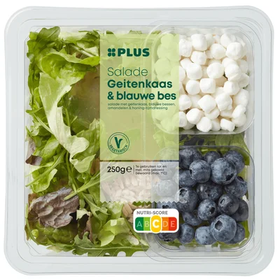 PLUS Salade geitenkaas blauwe bes Bakje 250 g