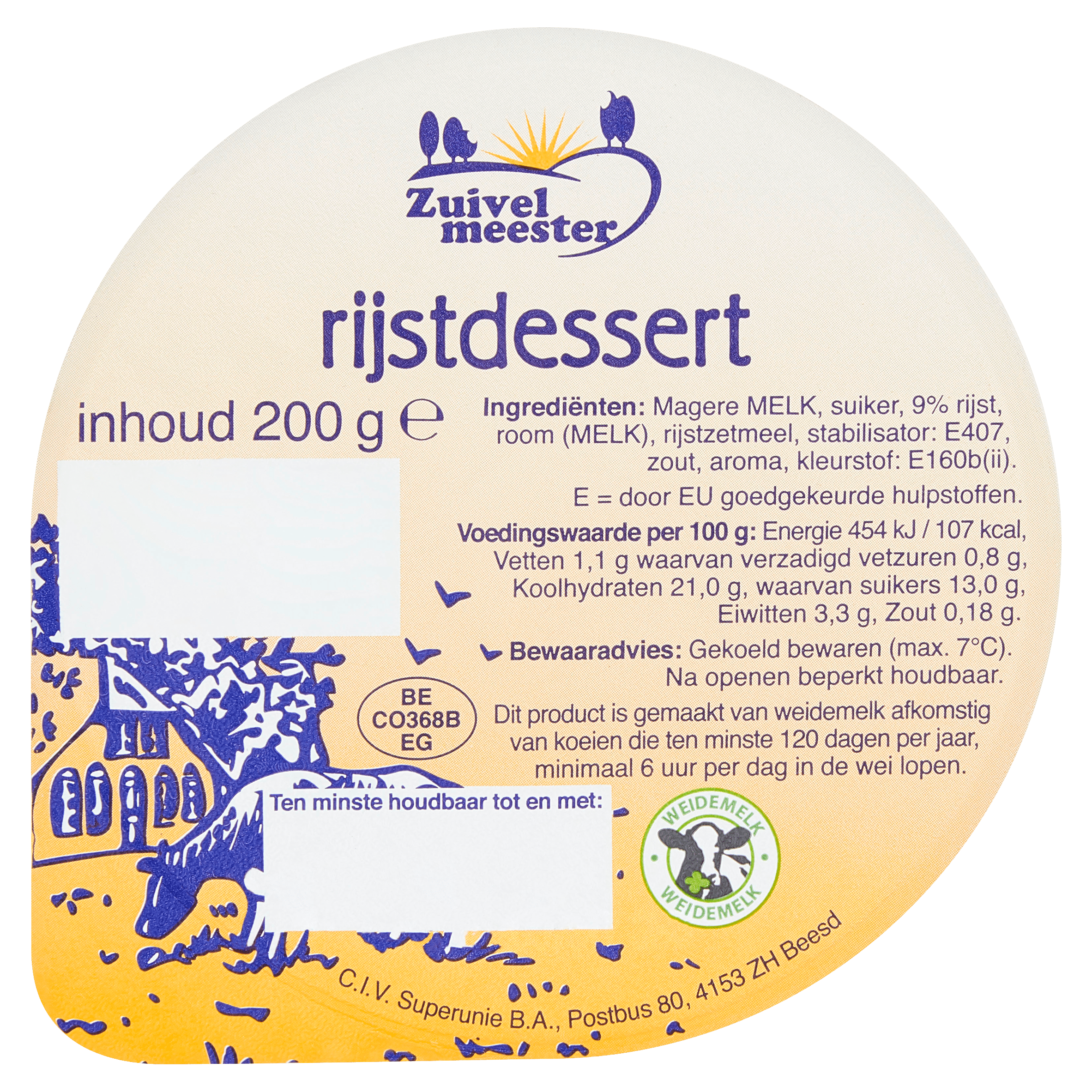 Zuivelmeester Rijstdessert Beker 200 g