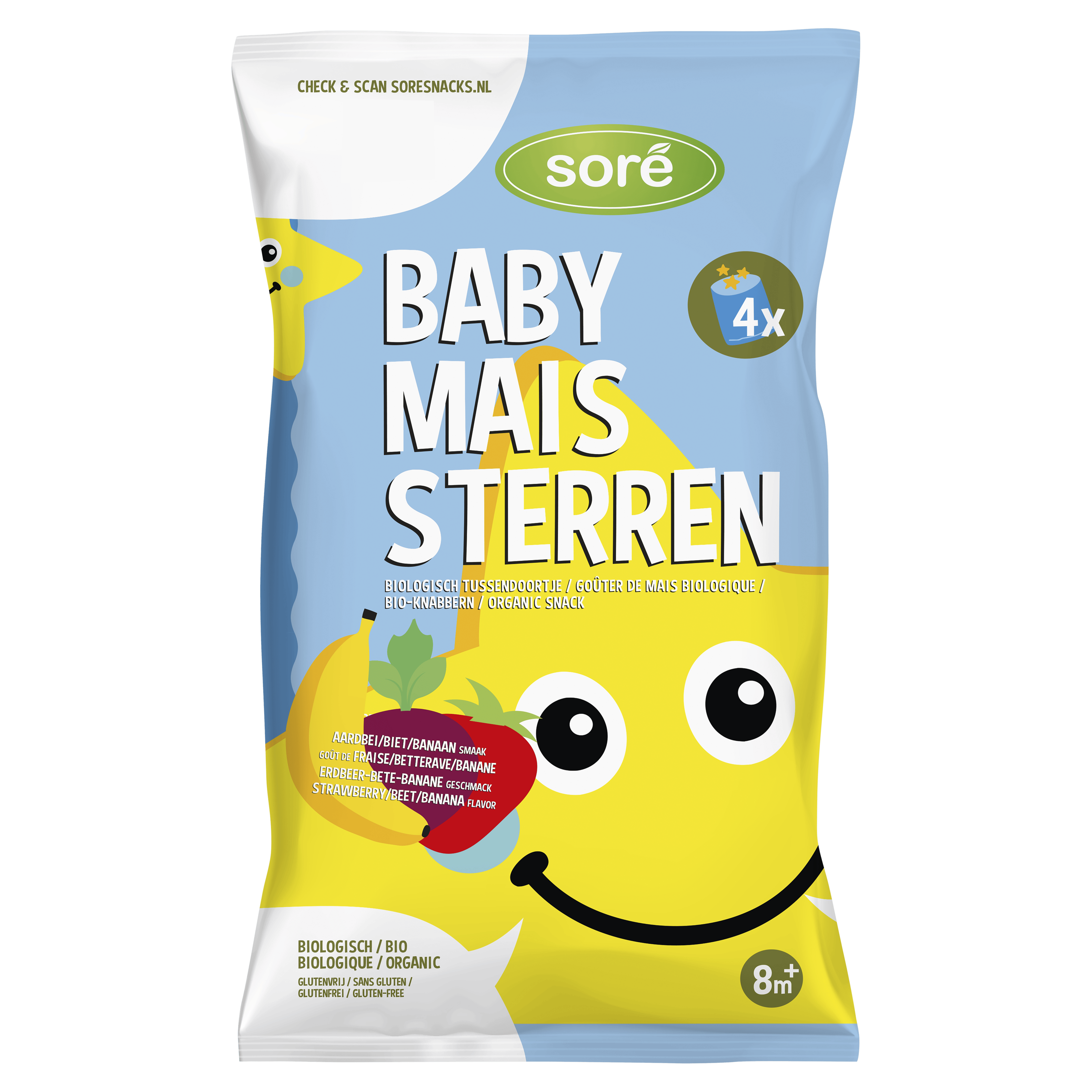 Sore mais sterren 8m+ banaan biet aardbei Zak 60 g