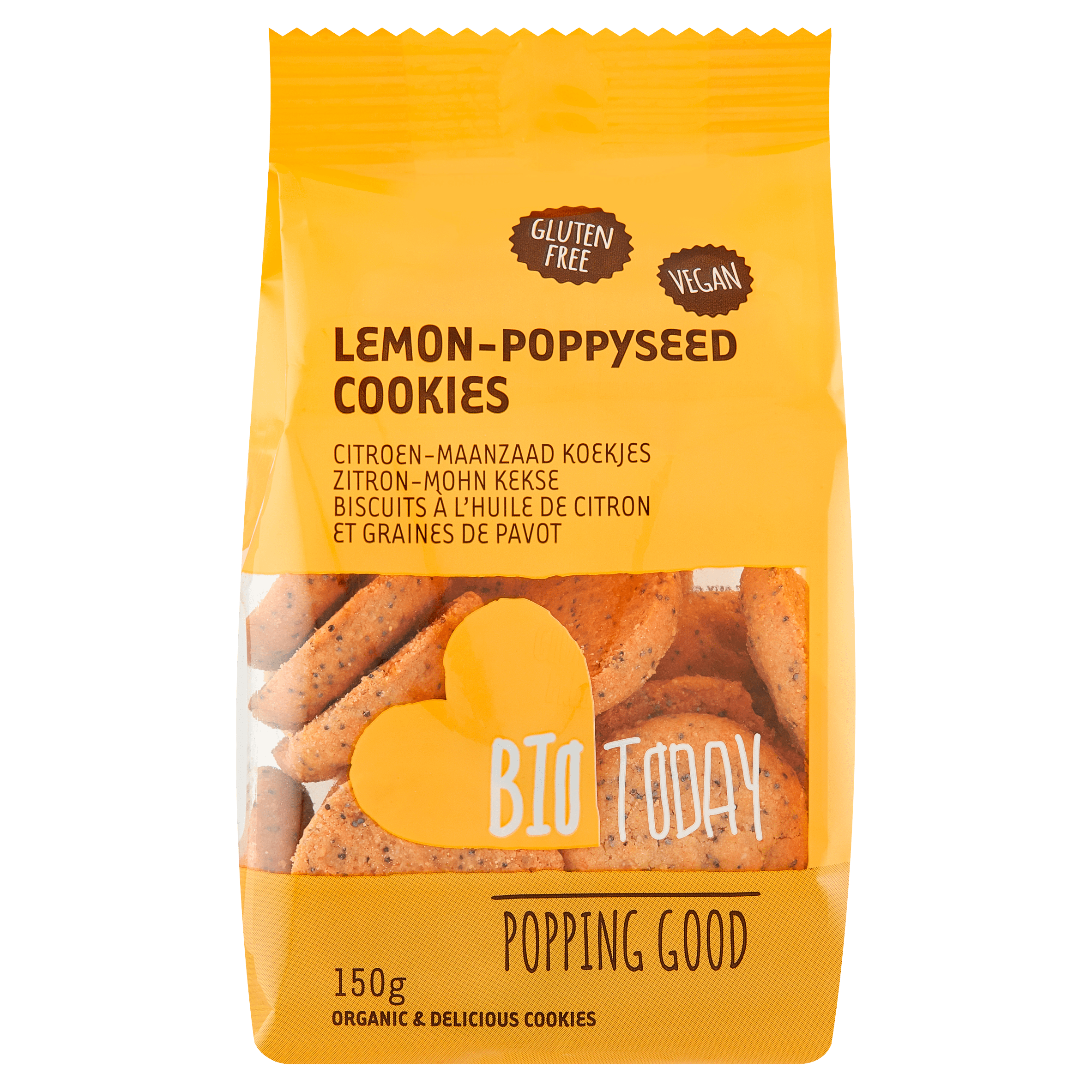 BioToday Lemon Poppyseed Cookies biologisch Zak 150 g