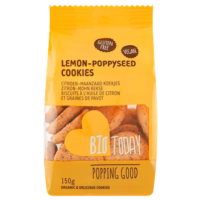 BioToday Lemon Poppyseed Cookies biologisch Zak 150 g