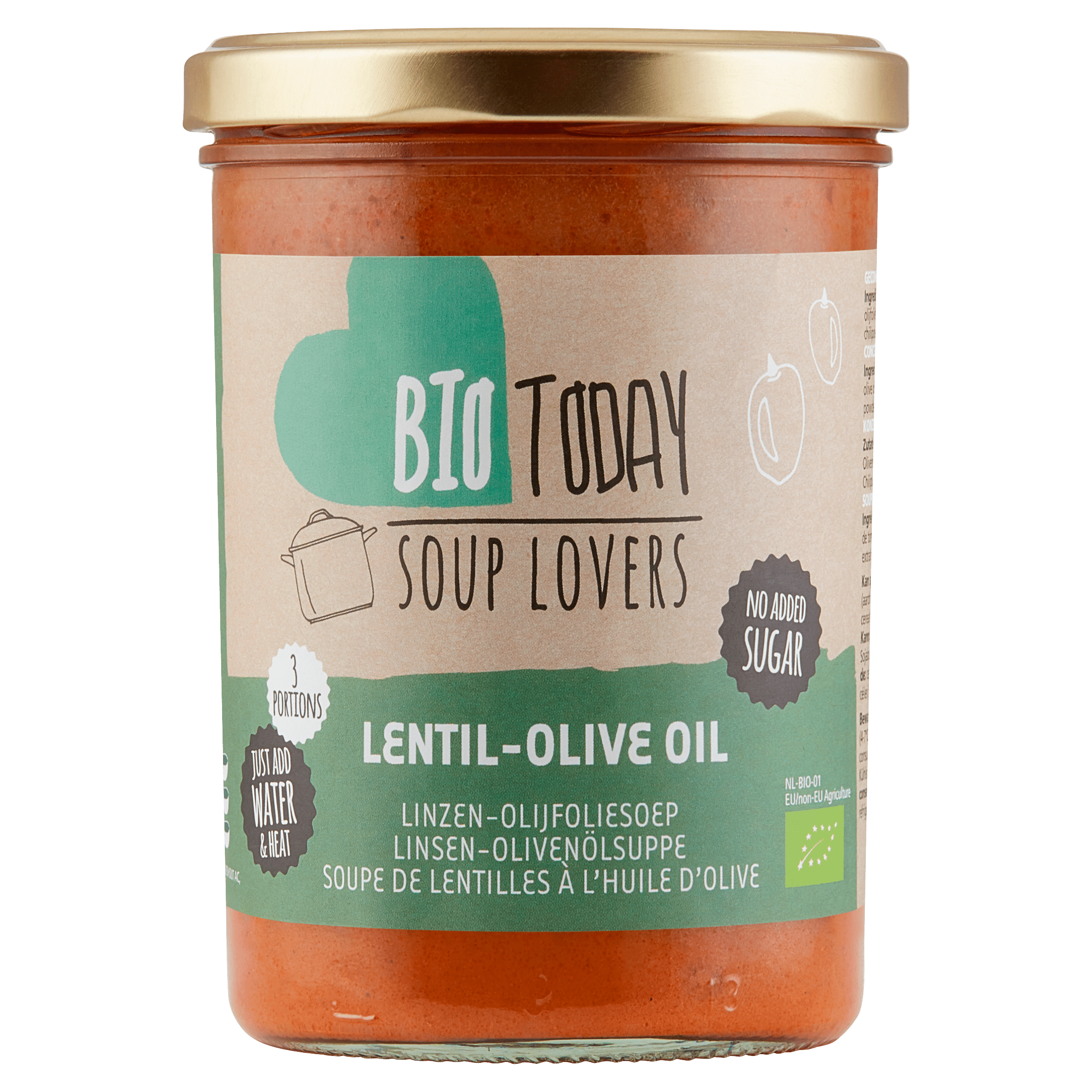 BioToday Linzen olijfoliesoep biologisch Pot 400 ml