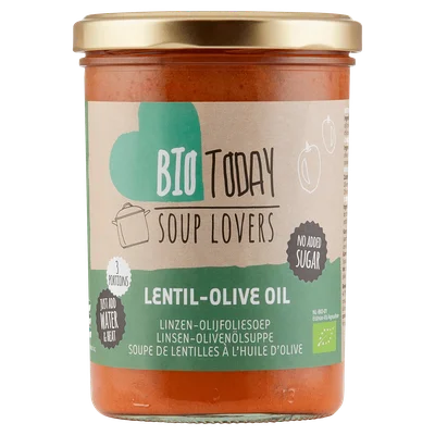 BioToday Linzen olijfoliesoep biologisch Pot 400 ml