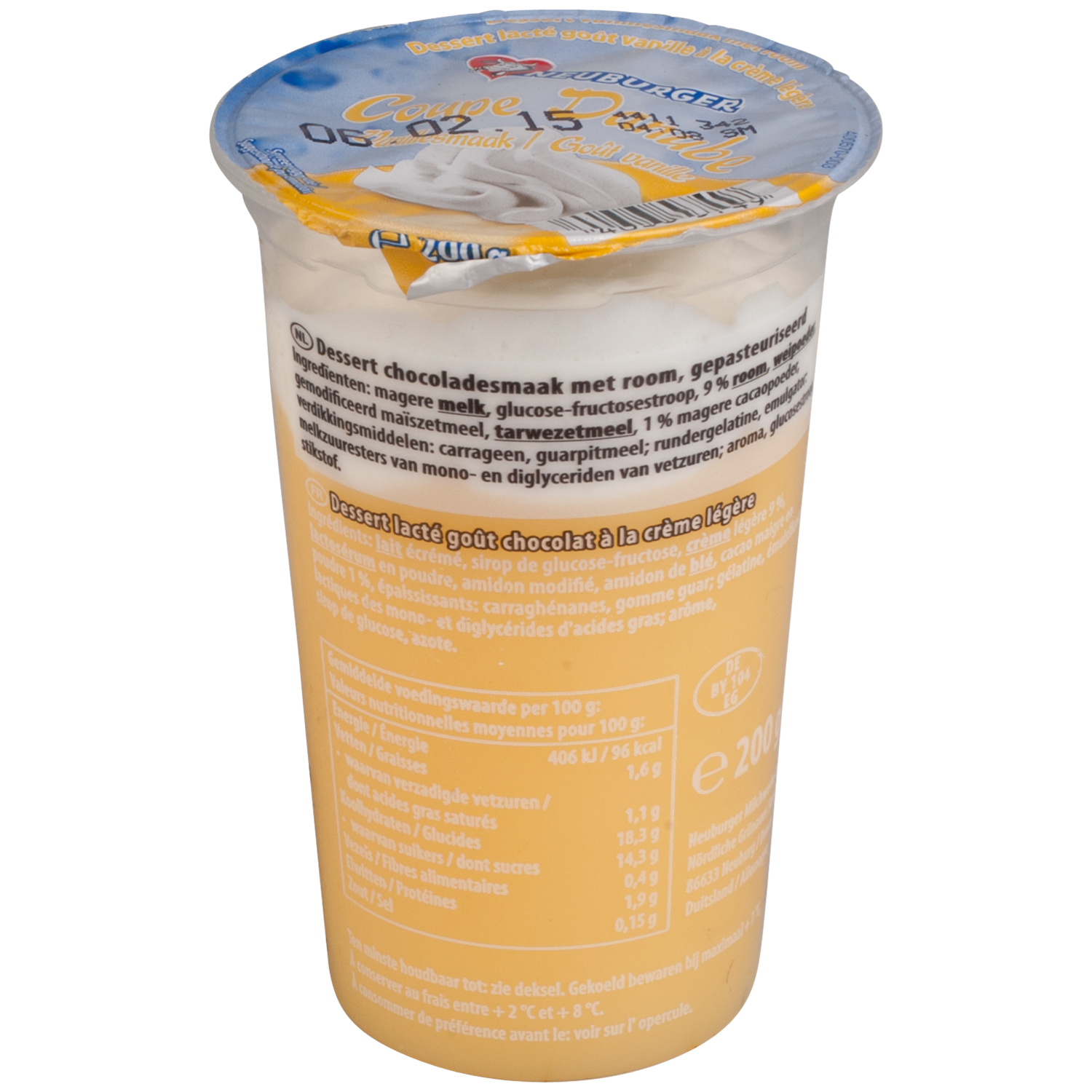 Neuburger Toetje met room vanille Beker 200 g