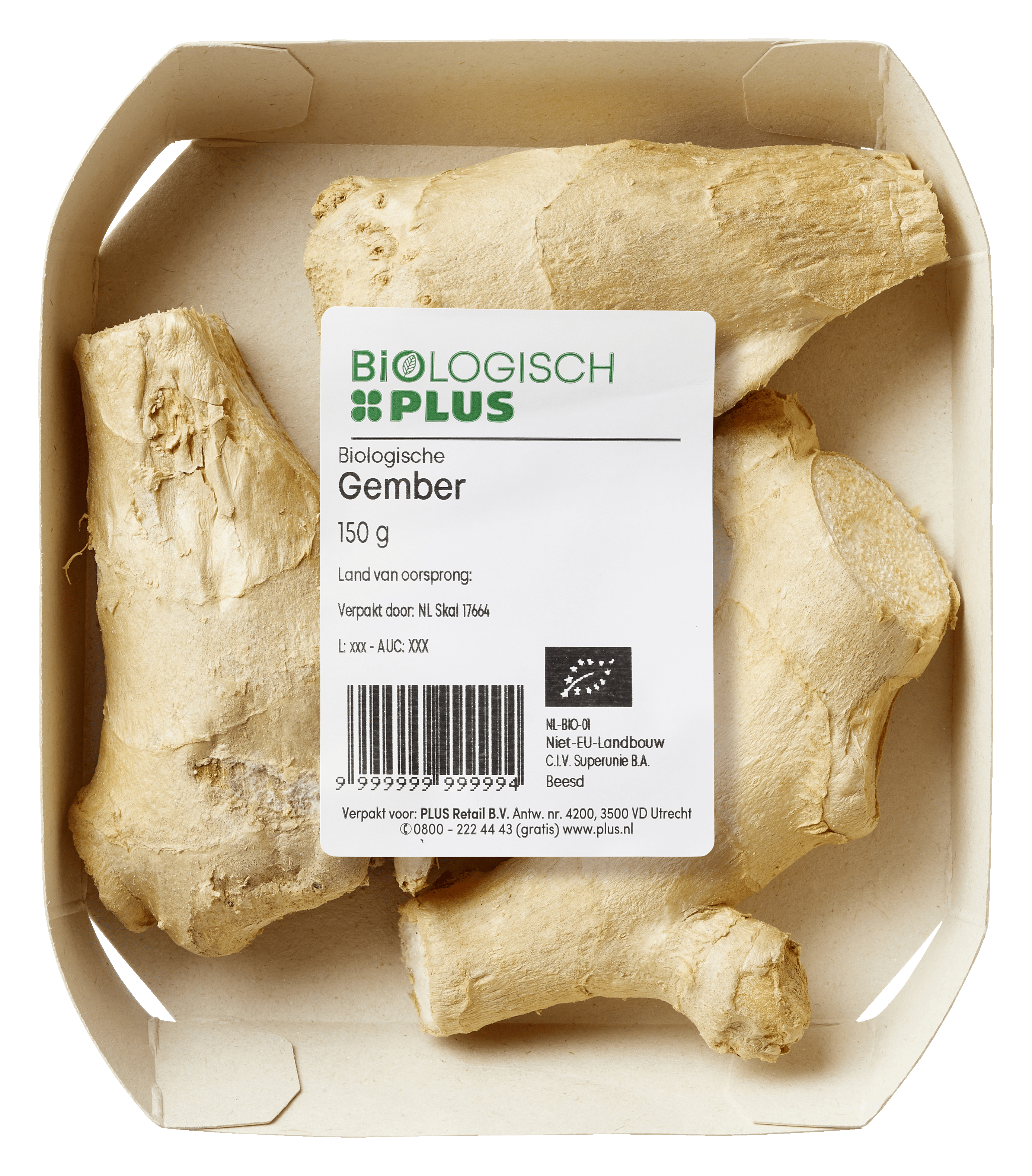 Biologisch PLUS Gember biologisch Bakje 1 st