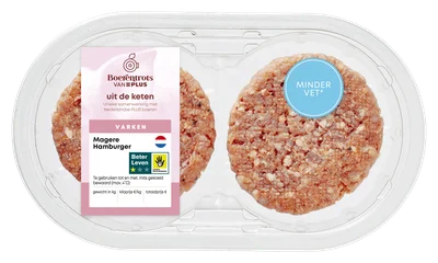 PLUS Boerentrots Magere burger 2 stuks Tray 180 g