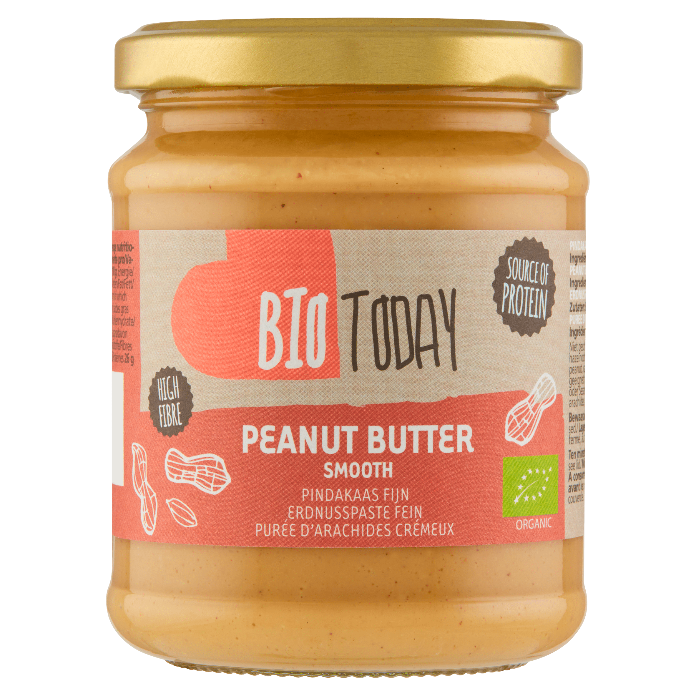 BioToday Pindakaas crunchy biologisch Pot 250 g